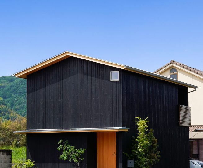Benii yakisugi charred cedar cladding on a residential facade