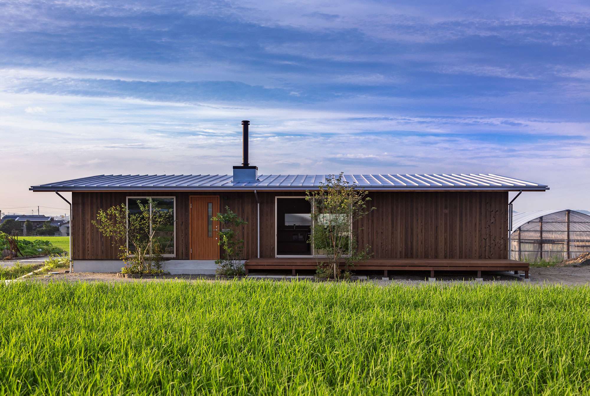 Contemporary countryside home with Yakisugi a.k.a Shousugiban cedar exterior cladding.