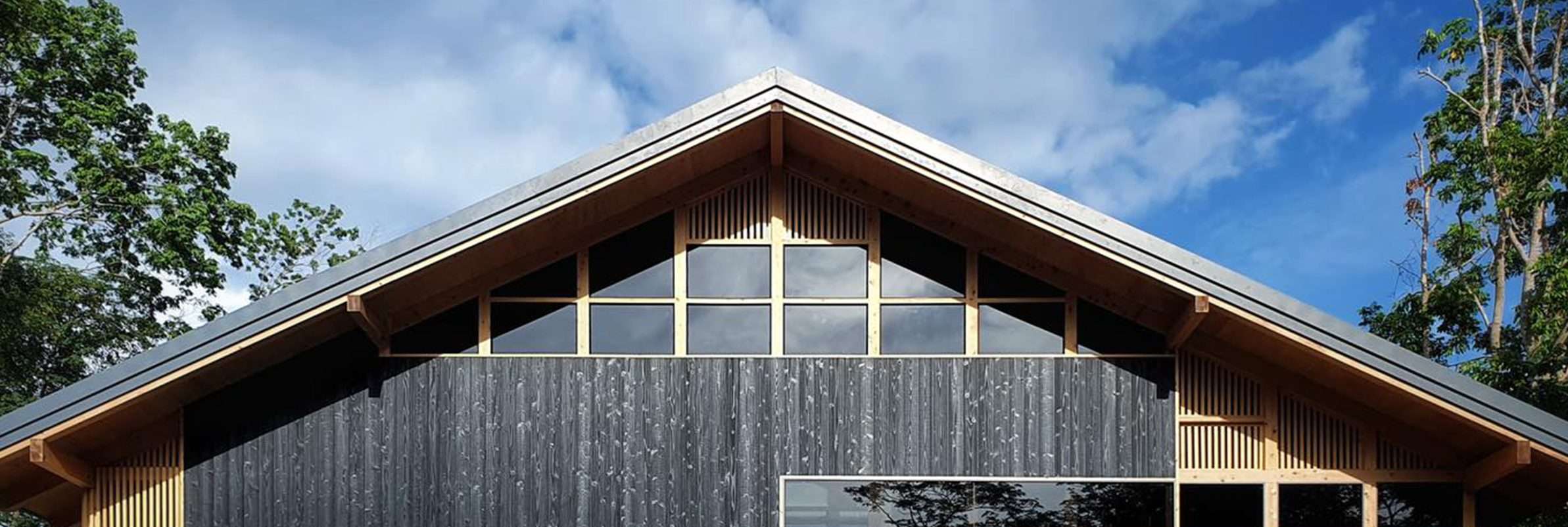 Modern architectural building featuring Yakisugi a.k.a Shou Sugi Ban charred Japanese cedar cladding.