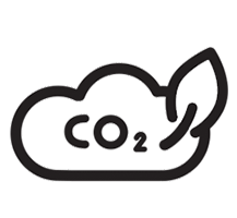 Icon representing low carbon CO₂ impact for Yakisugi timber products.